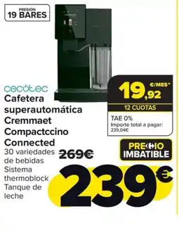 Carrefour CECOTEC Cafetera superautomática Cremmaet Compactccino Connected oferta