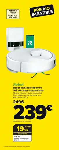 Carrefour ROBOT aspirador Roomba 105 con base autovaciado oferta
