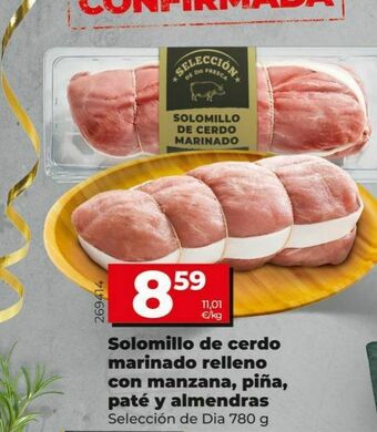 Dia Solomillo de cerdo marinado relleno con manzana, piña, paté y almendras oferta