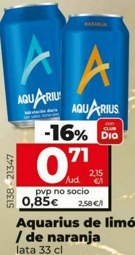 Font Vella Bebida isotónica aquarius oferta
