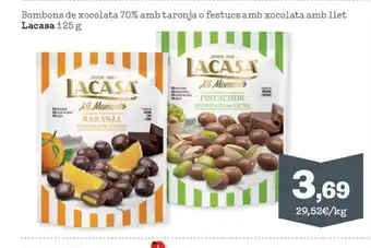 LACASA Bombons de xocolata 70% amb taronja o festucs amb xocolata amb llet
