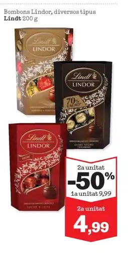Sorli LINDT Bombons Lindor, diversos tipus oferta