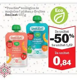 Sorli SMILEAT Pouches ecològics de maduixa i plàtan o fruites oferta