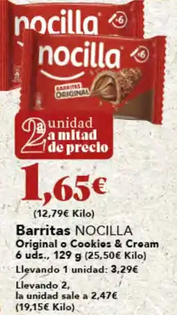 Gadis NOCILLA Barritas Original o Cookies & Cream oferta