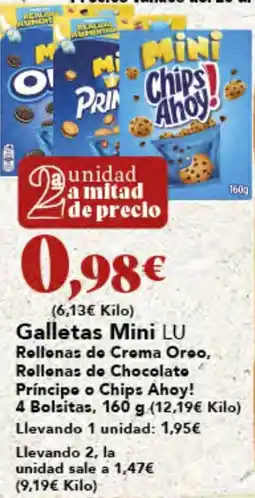 Gadis LU Galletas Mini Rollonas do Croma Oroo, Rollonas do Chocolato Príncipe o Chips Ahoy! oferta