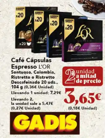 Gadis L'OR Café Cápsulas Espresso oferta