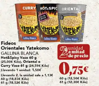 Gadis GALLINA BLANCA Fideos Orientales Yatekomo oferta