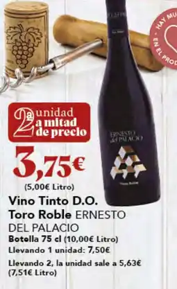 Gadis ERNESTO DEL PALACIO Vino Tinto D.O. Toro Roble oferta