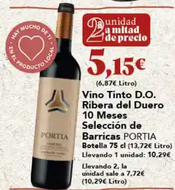 Gadis PORTIA Vino Tinto D.O. Ribera del Duero 10 Meses Selección de Barricas oferta