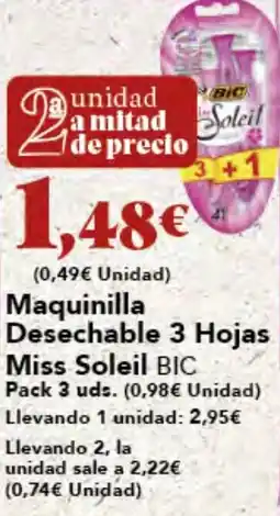 Gadis BIC Maquinilla Desechable 3 Hojas Miss Soleil oferta