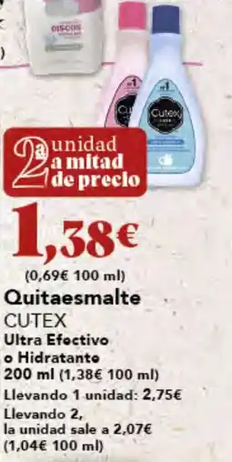 Gadis CUTEX Quitaesmalte Ultra Efectivo o Hidratanto oferta