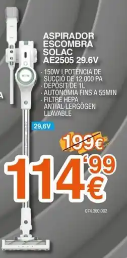 Expert SOLAC Aspirador escombra ae2505 29.6v oferta