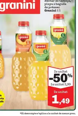 Sorli GRANINI Néctar de taronja, pinya o beguda de préssec oferta