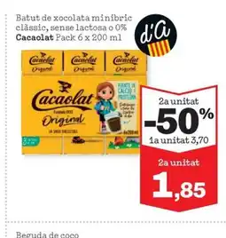 Sorli CACAOLAT Batut de xocolata minibric clàssic, sense lactosa o 0% oferta