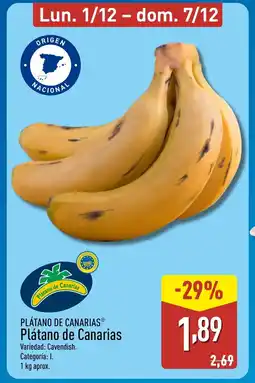 ALDI Plátano de canarias oferta
