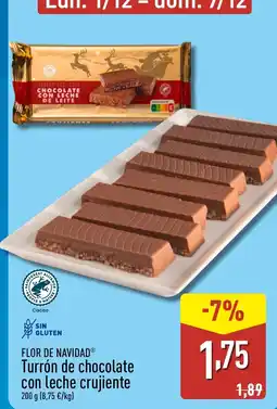 ALDI FLOR DE NAVIDAD Turrón de chocolate con leche crujiente oferta