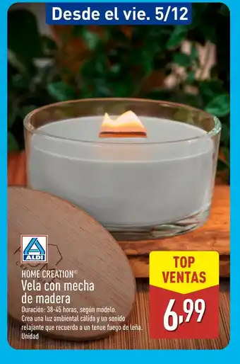 HOME CREATION Vela con mecha de madera