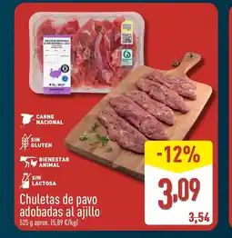 ALDI Chuletas de pavo adobadas al ajillo oferta