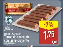 ALDI FLOR DE NAVIDAD Turrón de chocolate con leche crujiente oferta