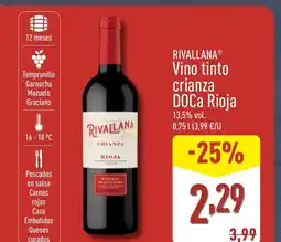ALDI RIVALLANA Vino tinto crianza DOCa Rioja oferta
