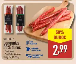 ALDI SPECIAL Longaniza 50% duroc oferta