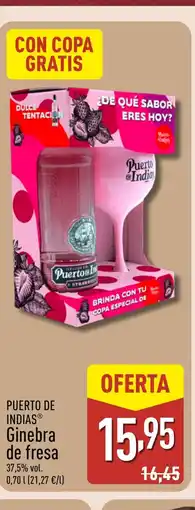 ALDI PUERTO DE INDIAS Ginebra de fresa oferta