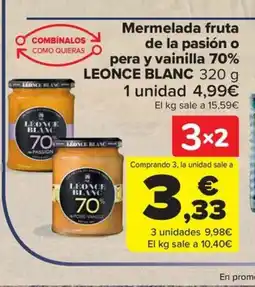 Carrefour LEONCE BLANC Mermelada fruta de la pasión o pera y vainilla 70% oferta