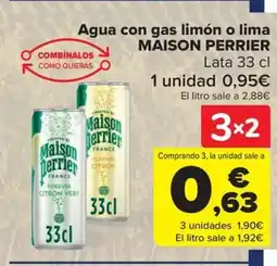 Carrefour MAISON PERRIER Agua con gas limón o lima oferta
