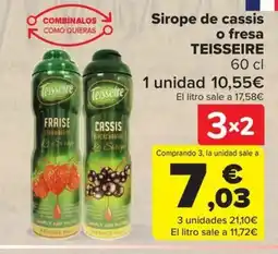 Carrefour TEISSEIRE Sirope de cassis o fresa oferta