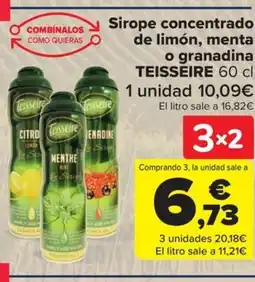 Carrefour TEISSEIRE Sirope concentrado de limón, menta o granadina oferta