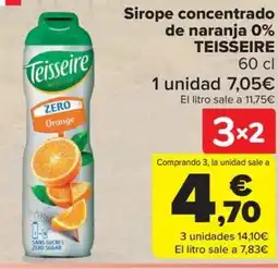 Carrefour TEISSEIRE Sirope concentrado de naranja 0% oferta