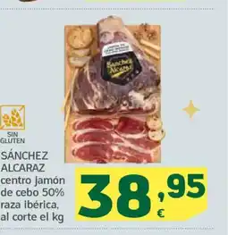 HiperDino SÁNCHEZ ALCARAZ centro jamón de cebo 50% raza ibérica oferta