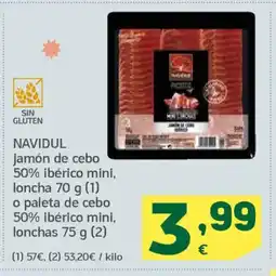 HiperDino NAVIDUL jamón de cebo 50% ibérico mini, loncha oferta