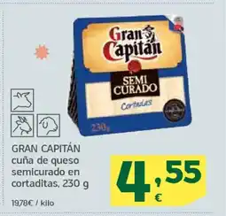 HiperDino GRAN CAPITÁN cuña de queso semicurado en cortaditas oferta