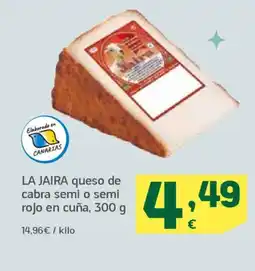 HiperDino LA JAIRA queso de cabra semi o semi rojo en cuña oferta