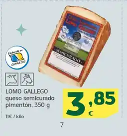 HiperDino LOMO GALLEGO queso semicurado pimentón oferta