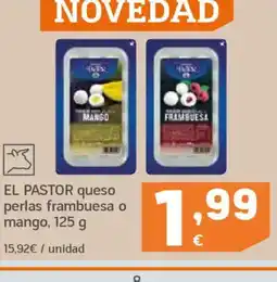 HiperDino EL PASTOR queso perlas frambuesa o mango oferta