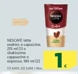 HiperDino NESCAFÉ latte cookies o capuccino o shakissimo cappuccino o expresso oferta