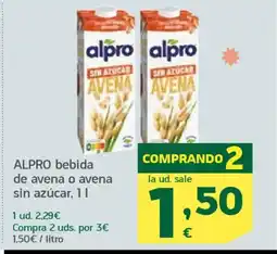 HiperDino ALPRO bebida de avena o avena sin azúcar oferta