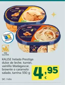 HiperDino KALISE helado Prestige dulce de leche, turrón, vainilla Madagascar, brownie o caramelo salado, tarrina oferta