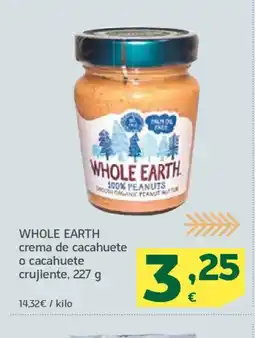 HiperDino WHOLE EARTH crema de cacahuete o cacahuete crujiente oferta