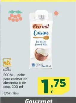 HiperDino ECOMIL leche para cocinar de almendra o de coco oferta