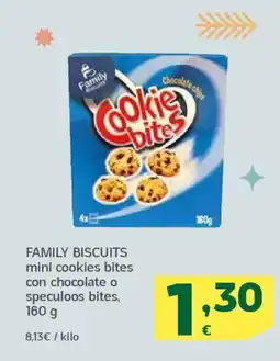 HiperDino FAMILY BISCUITS mini cookies bites con chocolate o speculoos bites oferta