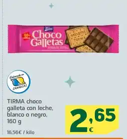 HiperDino TIRMA choco galleta con leche, blanco o negro oferta