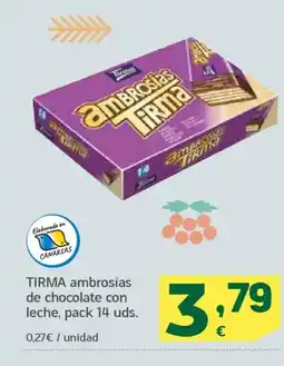 HiperDino TIRMA ambrosias de chocolate con leche oferta