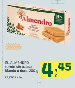 HiperDino EL ALMENDRO turrón sin azúcar blando o duro oferta