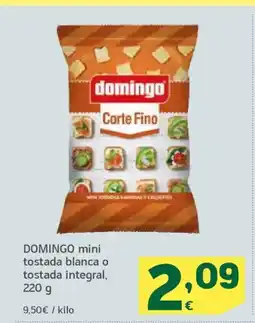 HiperDino DOMINGO mini tostada blanca o tostada integral oferta