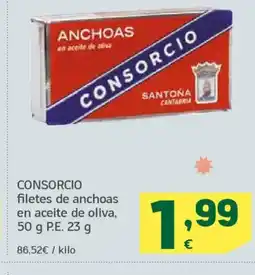 HiperDino CONSORCIO filetes de anchoas en aceite de oliva oferta