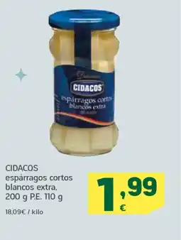 HiperDino CIDACOS espárragos cortos blancos extra oferta