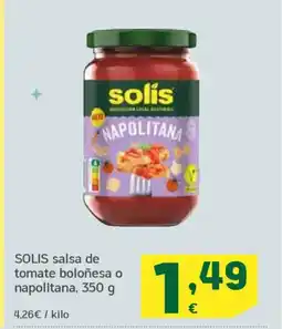HiperDino SOLIS salsa de tomate boloñesa o napolitana oferta
